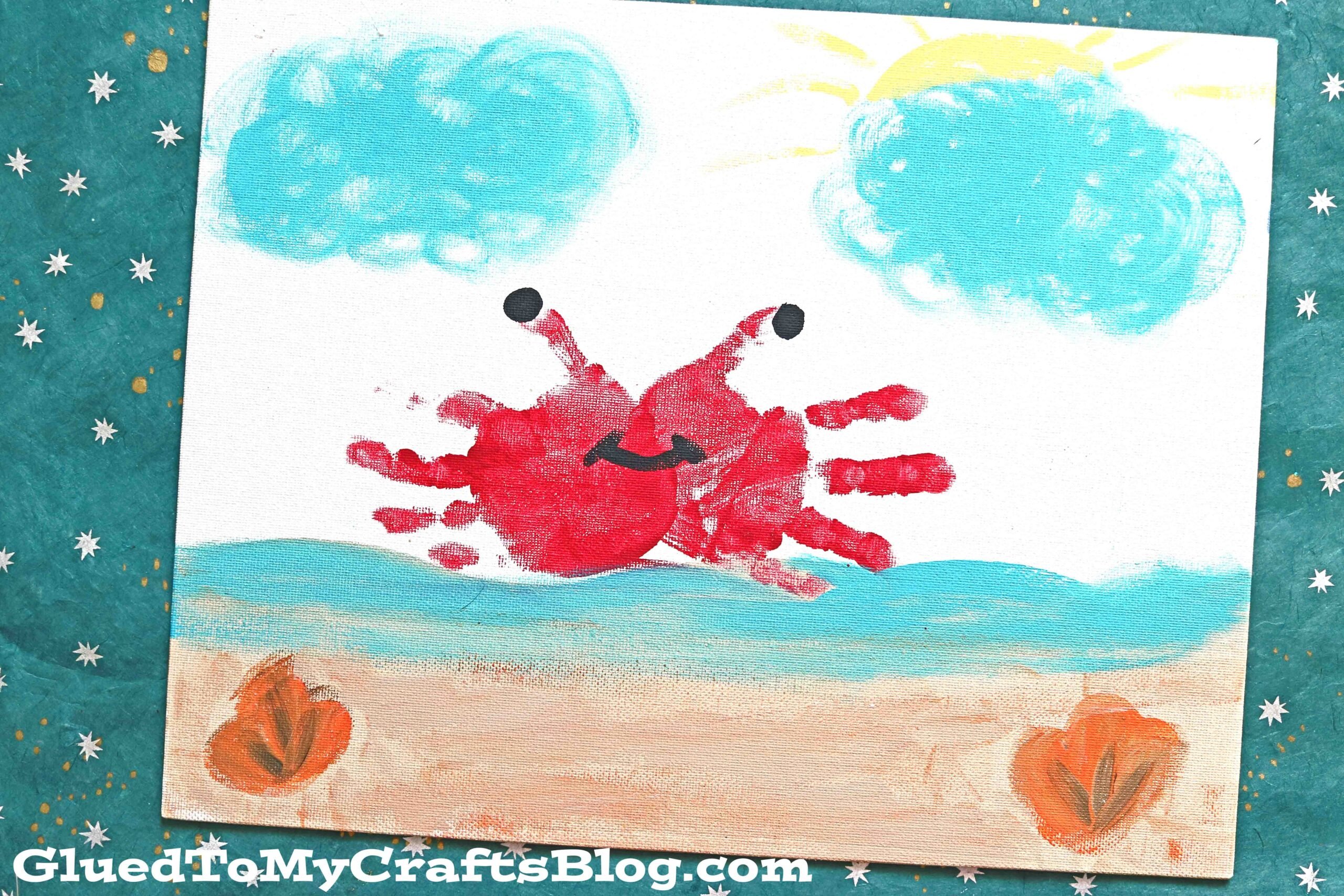 Handprint Crab Keepsake Canvas Craft For A Beach Theme