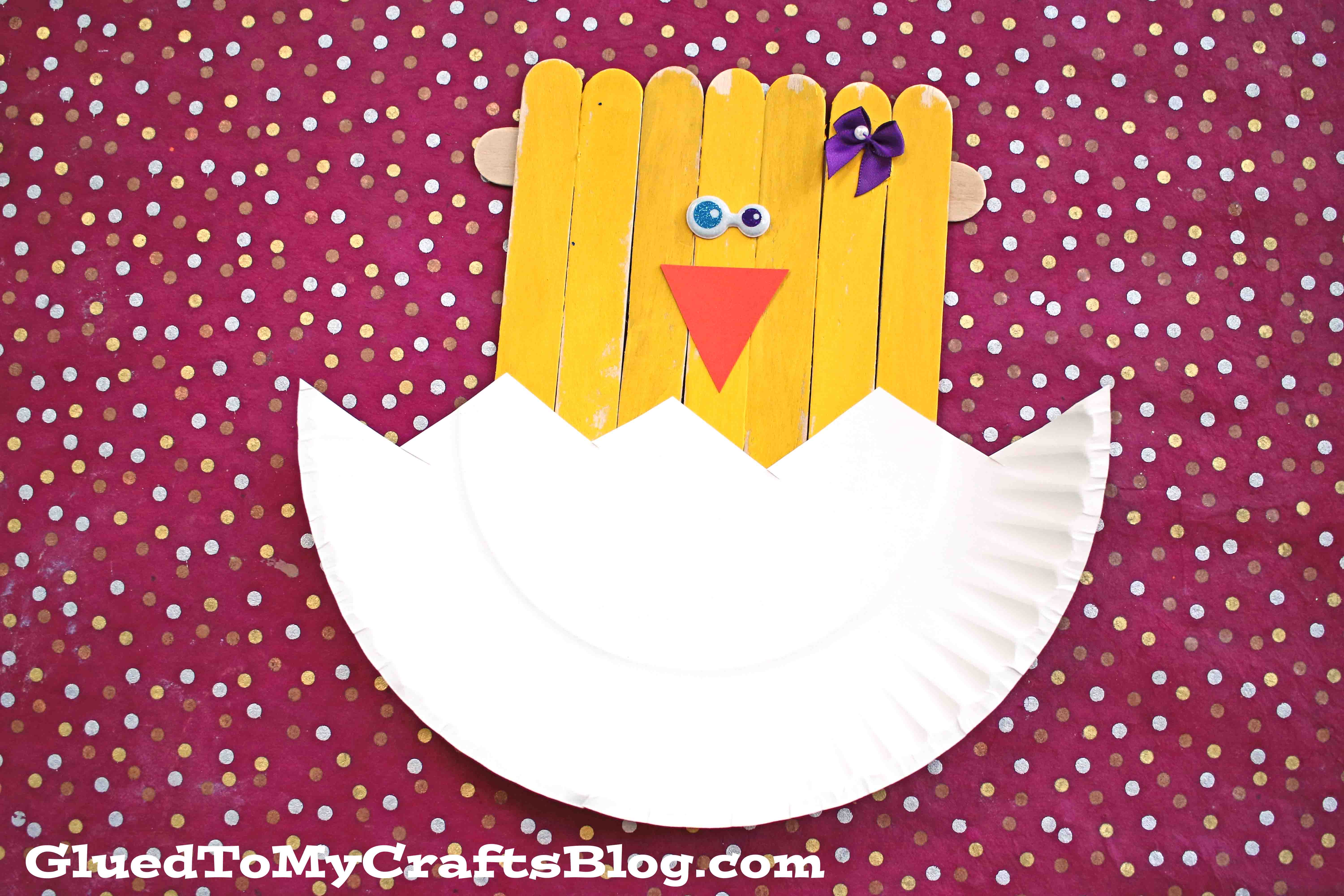 Paper Plate & Popsicle Stick Hatching Baby Chick - Spring Kid Craft