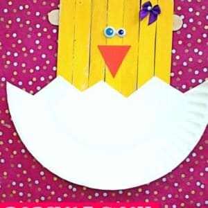 Paper Plate & Popsicle Stick Hatching Baby Chick - Spring Kid Craft