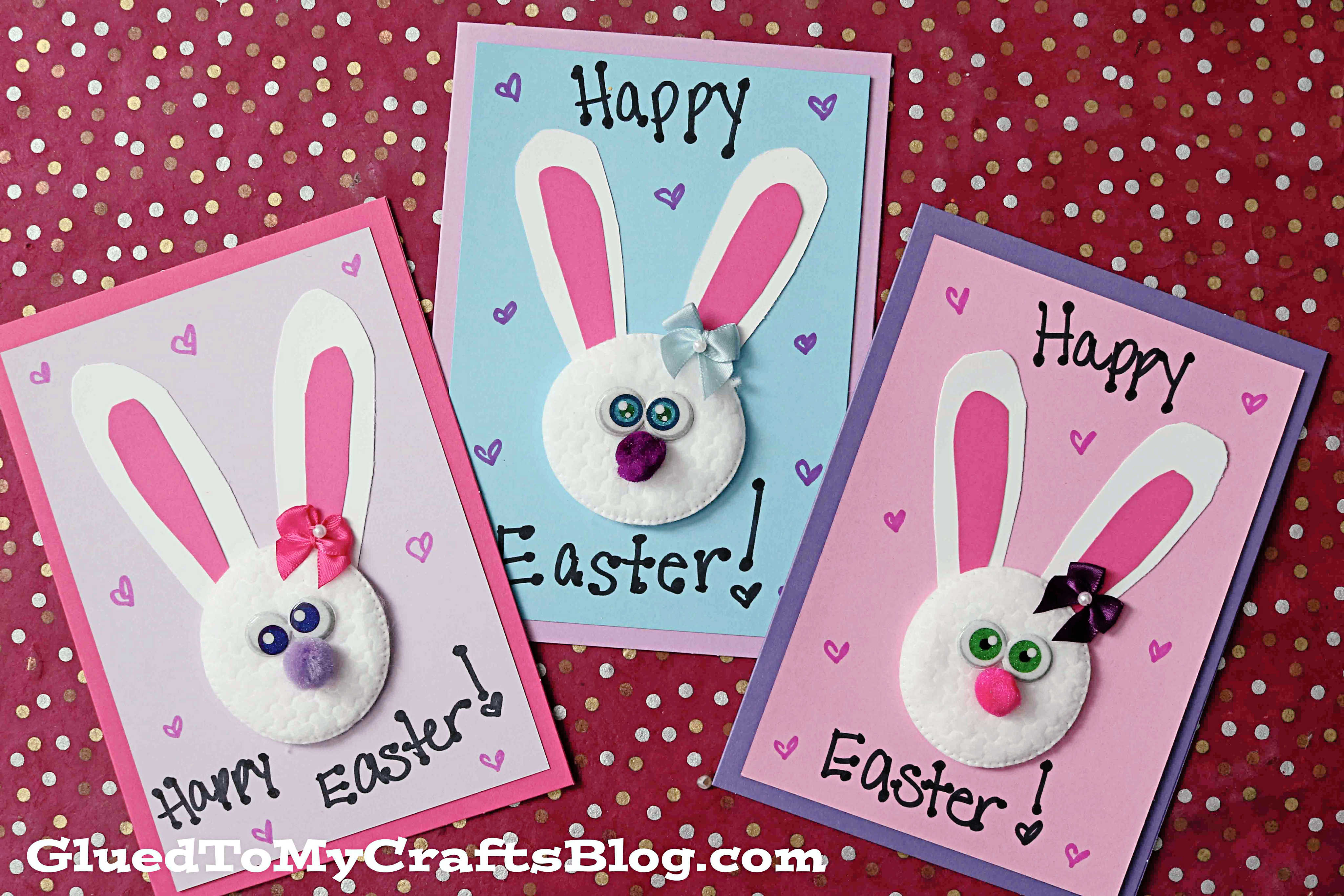 Cotton Pad Bunny Cards - Easter Kid Craft