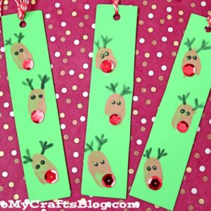 Craft Foam Thumbprint Reindeer Bookmarks