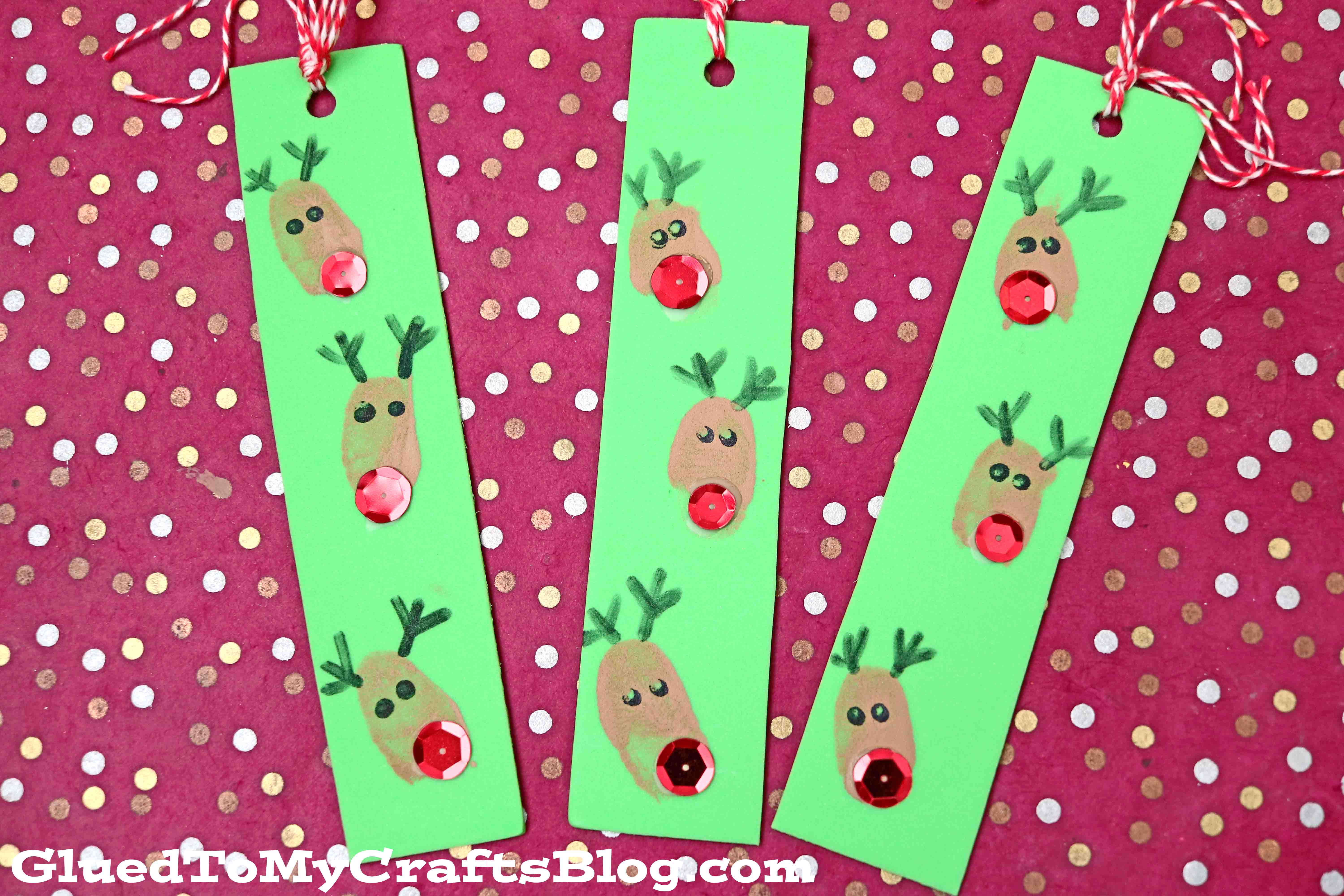 Craft Foam Thumbprint Reindeer Bookmarks