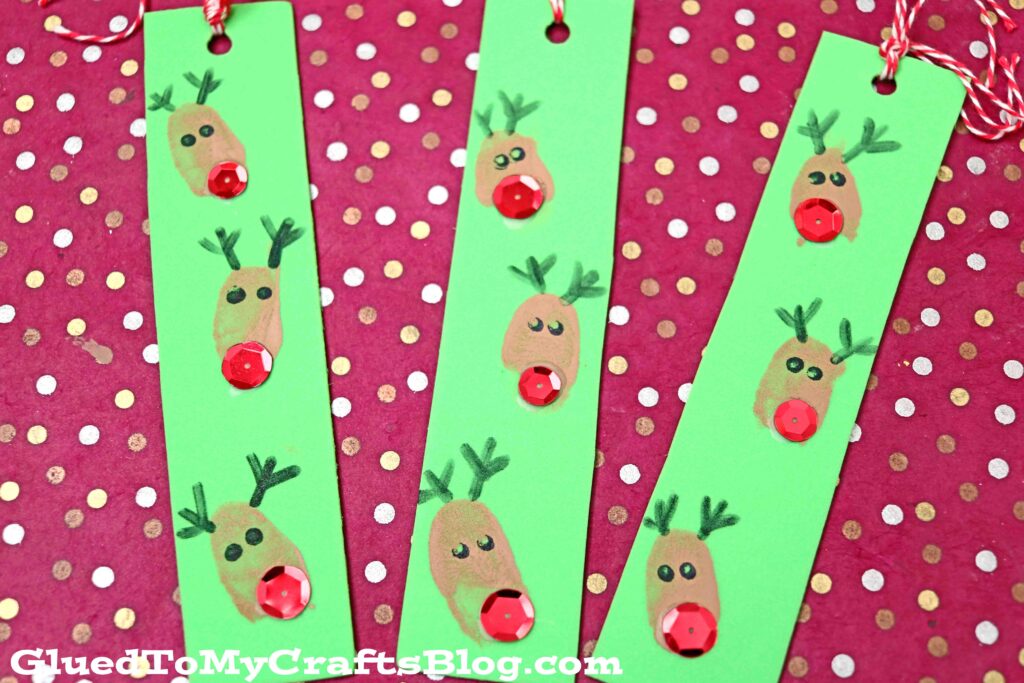 Craft Foam Thumbprint Reindeer Bookmarks