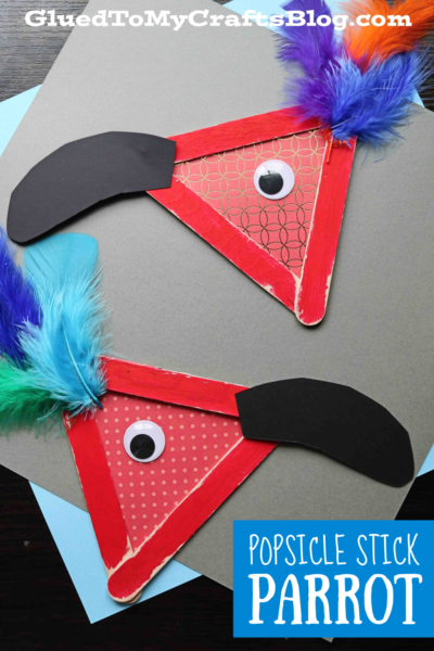 Popsicle Stick Parrot Head - Kid Craft Idea