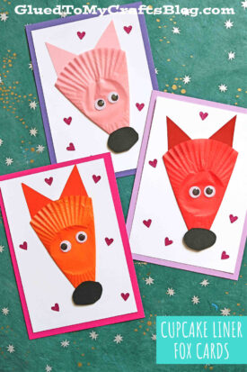 Cupcake Liner Fox Cards - Handmade Kid Craft Idea