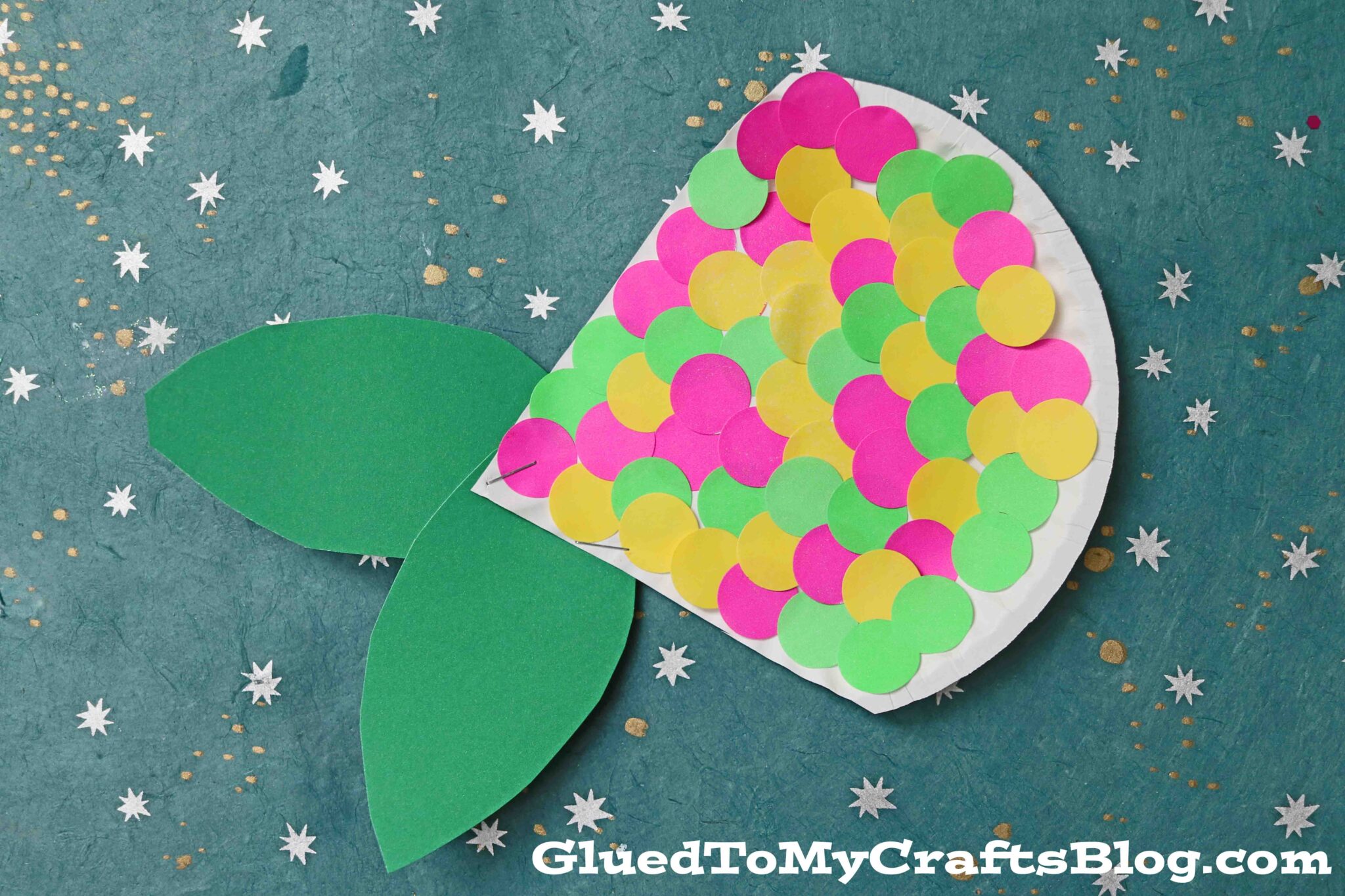 Paper Plate Polka Dot Mermaid Tail Craft Idea