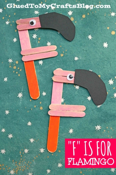 "F" is for Flamingo - Popsicle Stick Kid Craft