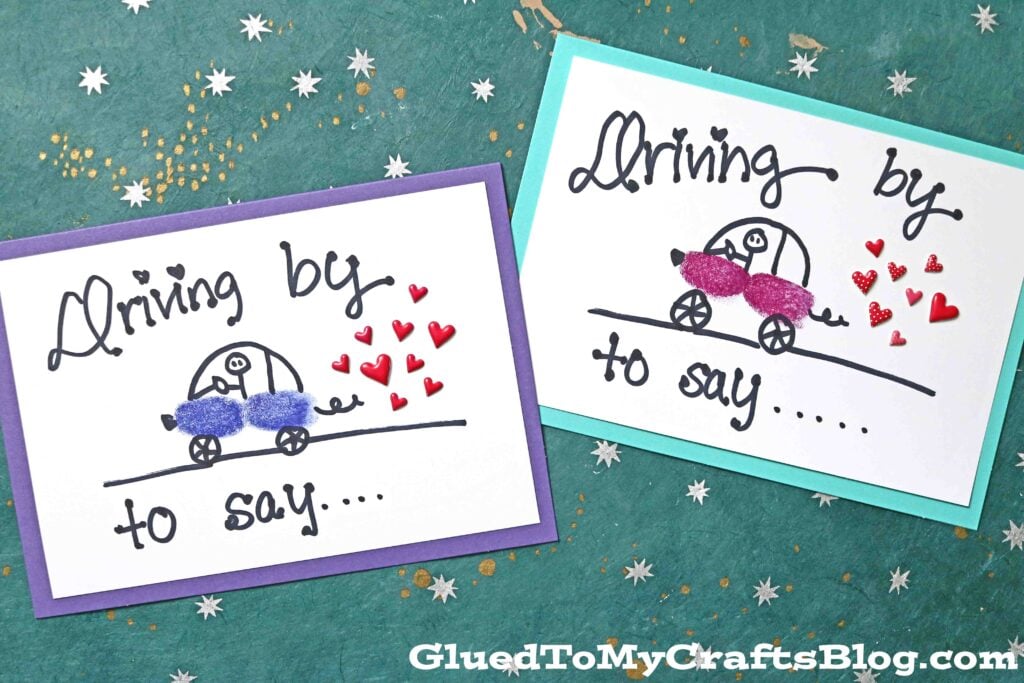 Thumbprint Car Cards For Kids To Recreate For Friends