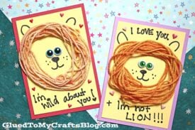 Craft Yarn Lion Mane Card - Handmade Kid Craft Idea