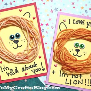 Craft Yarn Lion Mane Card - Handmade Kid Craft Idea
