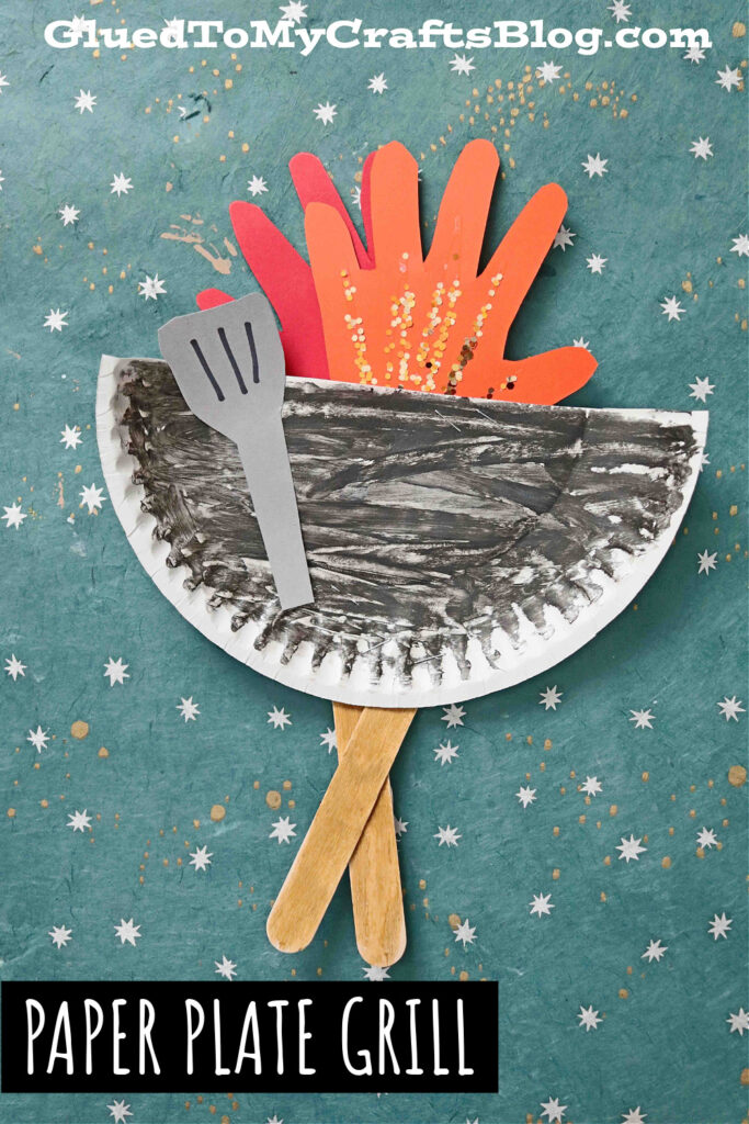 Paper Plate Grill w/Handprint Flame