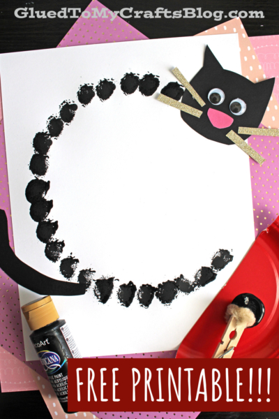 Pom Pom Stamped Cat Craft Idea For Kids