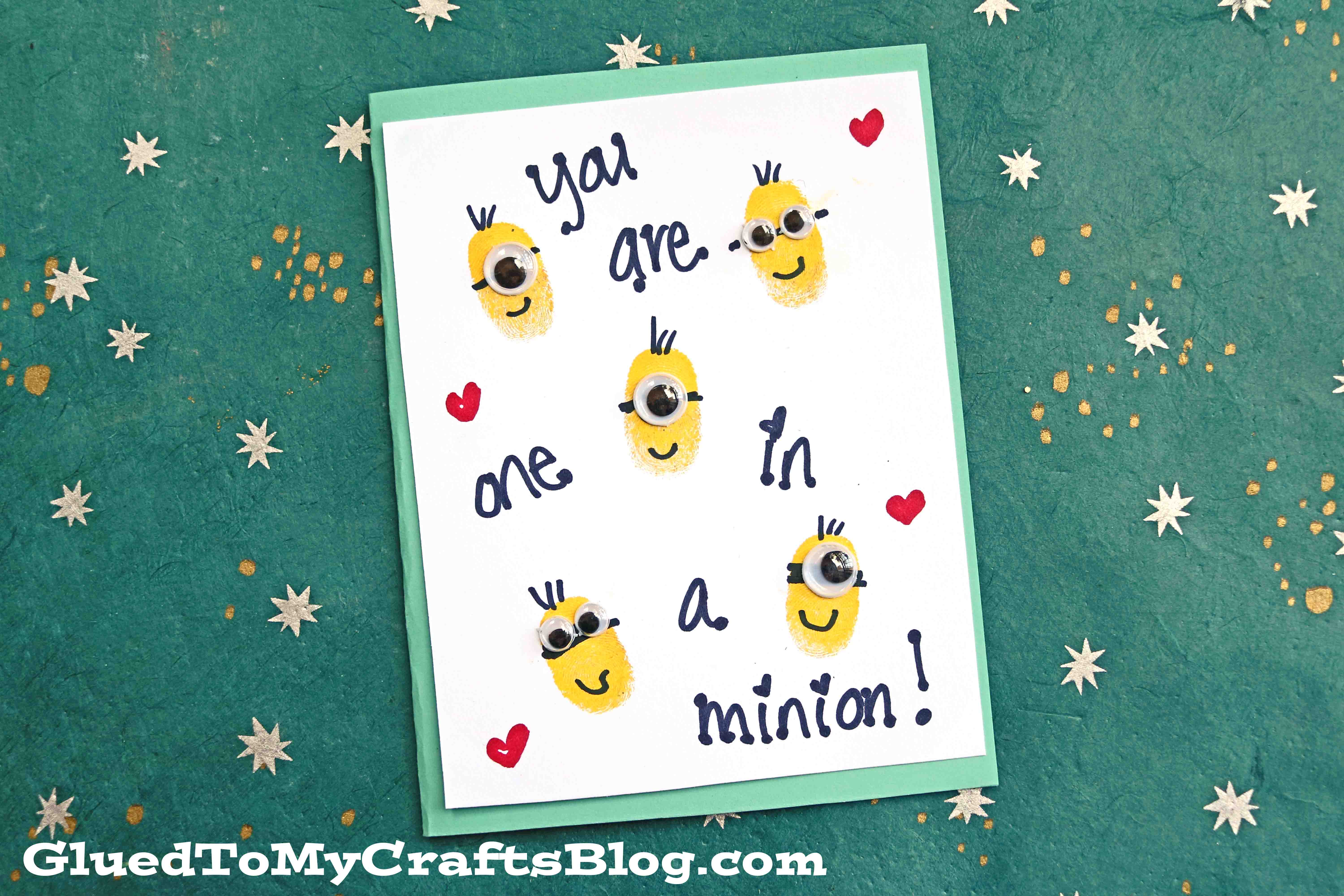 Thumbprint Minions Cards - Kid Craft Idea For Despicable Me 3
