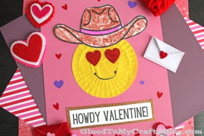 Cupcake Liner Cowboy Emoji Card For Valentine's Day