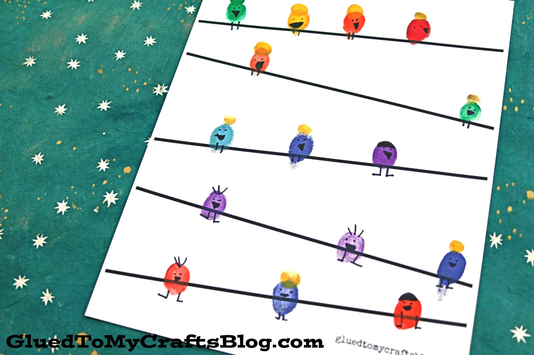 Thumbprint Birds on a Wire Craft