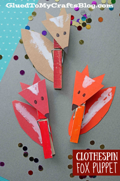 Wood Clothespin Fox Puppets - Kid Craft