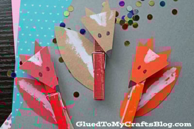 Wood Clothespin Fox Puppets - Kid Craft