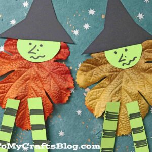 Crafty Leaf Witches Made With Paper - Halloween Kid Craft Idea