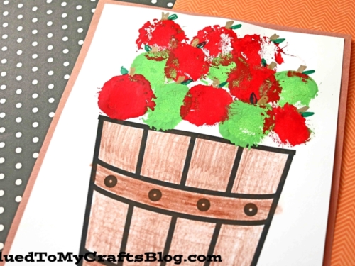 Pom Pom Stamped Apples On Paper Craft