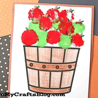 Pom Pom Stamped Apples On Paper Craft