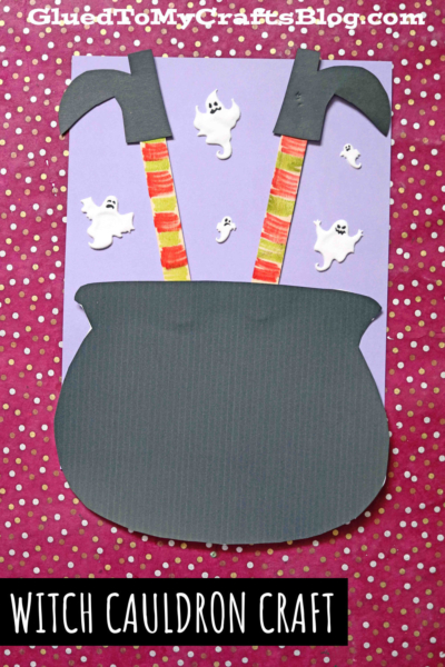 Popsicle Stick Witch Legs In Paper Cauldron - Kid Craft