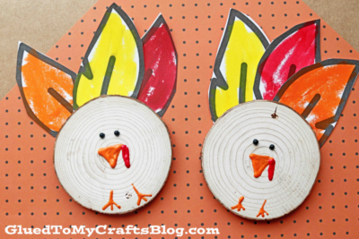 Wood Slice Turkey Decorations