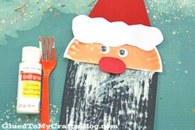 Fork Painted Santa Beard - Kid Craft Idea For Christmas