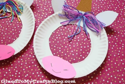 Paper Plate Unicorn Puppet Mask