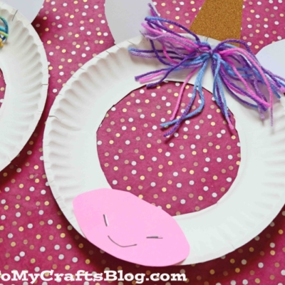 Paper Plate Unicorn Puppet Mask