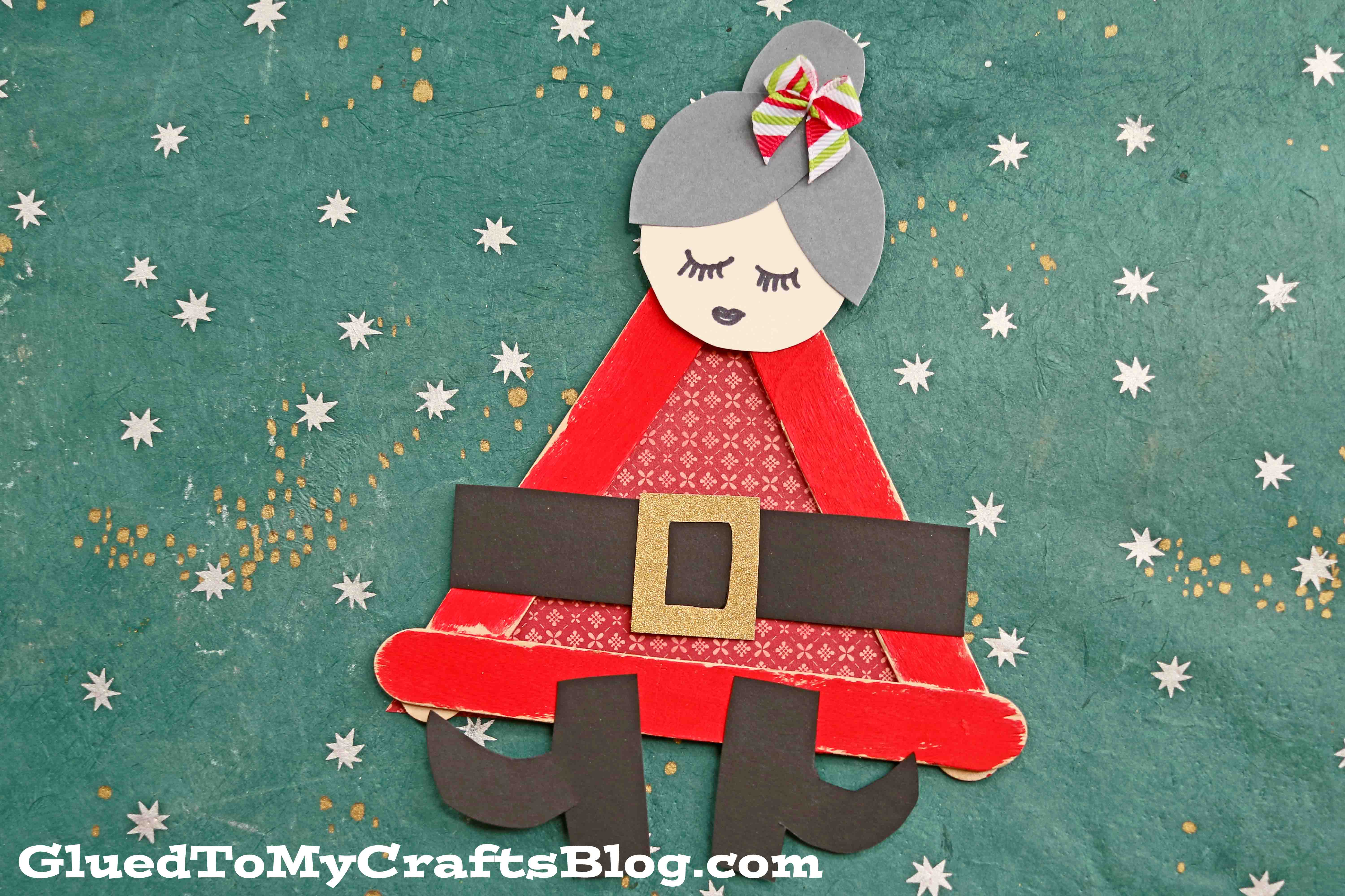 Popsicle Stick Mrs. Claus - Christmas Kid Craft Idea