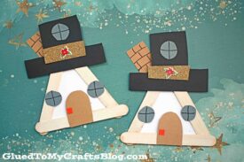 Popsicle Stick Snowman House - Kid Craft Idea For Winter