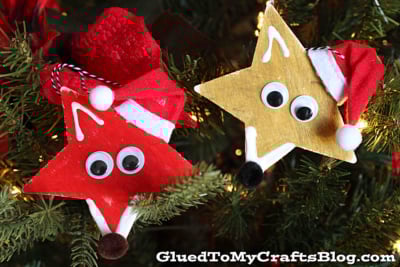 Wood Star Fox Christmas Ornaments