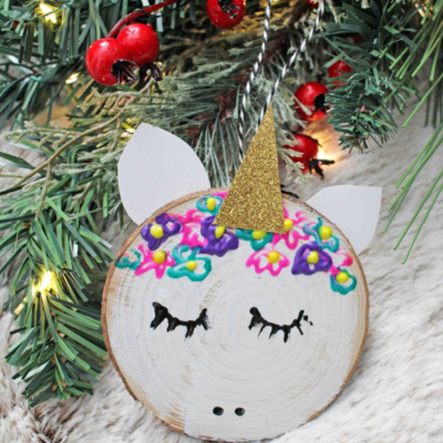 Wood Slice Unicorn Ornaments