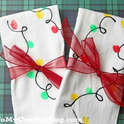Fingerprint Christmas Lights Napkins