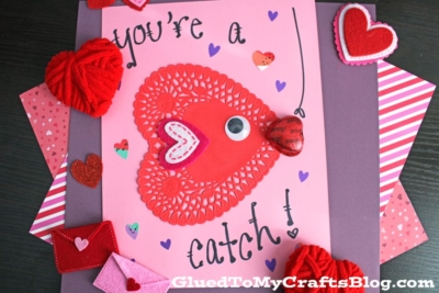 Paper Doily Fish Valentine's Day Card