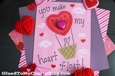 Paper Doily Hot Air Balloon Valentine Card