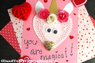 Paper Doily Unicorn Card w/Chocolate Noses