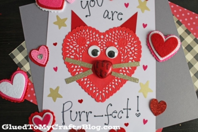 Paper Doily Cat Valentine's Day Card