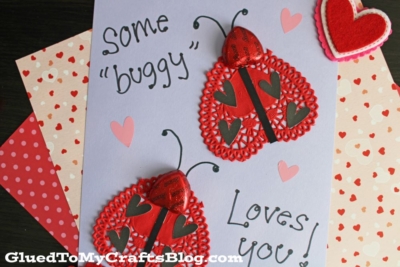 Paper Heart Doily Ladybug Valentine's Day Card