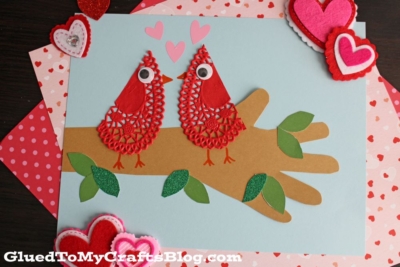Paper Heart Doily Love Bird Craft Idea For Kids-3