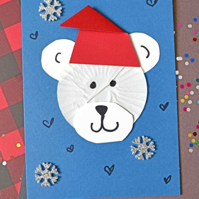 Winter Fun – Cupcake Liner Polar Bear Cards