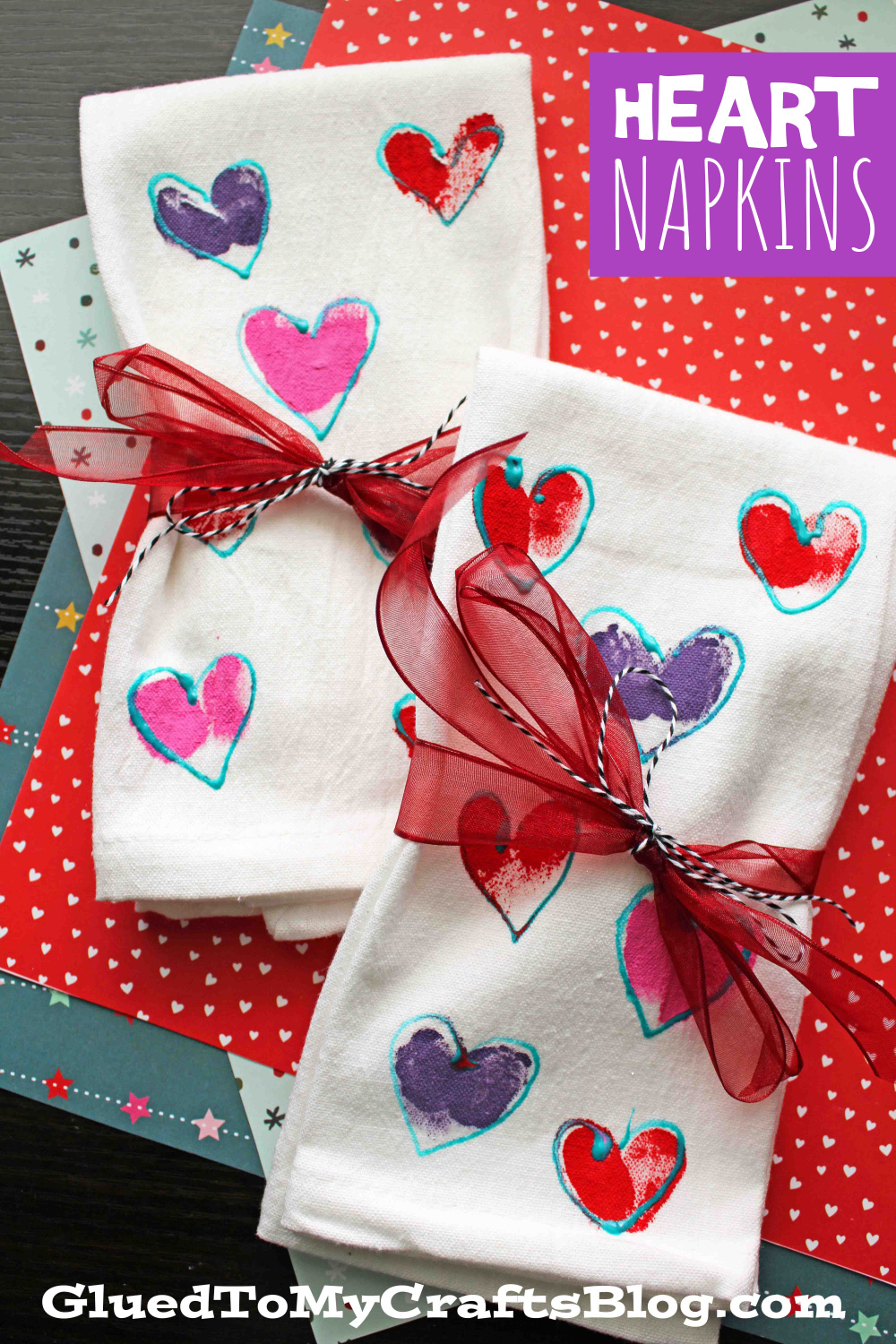 Fingerprint Heart Napkins For Valentine's Day
