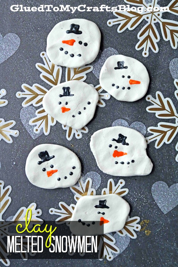 Modeling Clay Melted Snowmen Magnets Craft