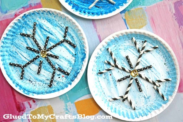 Mixed Media Paper Plate Snowflake - Winter Kid Craft