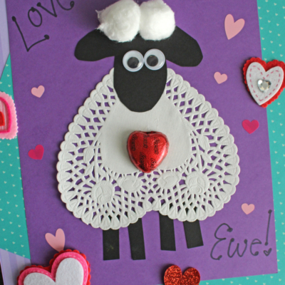 Paper Heart Doily Lamb Craft for Kids - Adorable Valentine Card Idea