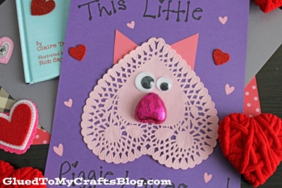 Paper Heart Doily Pig Card Craft Idea