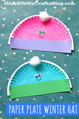 Smiling Paper Plate Winter Hat Friends - Kid Craft