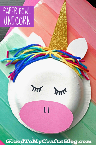 Unicorn Head Made From A Paper Bowl - Kid Craft Idea