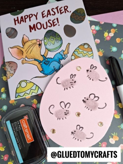THUMBPRINT MICE ON CRAFT FOAM EGG