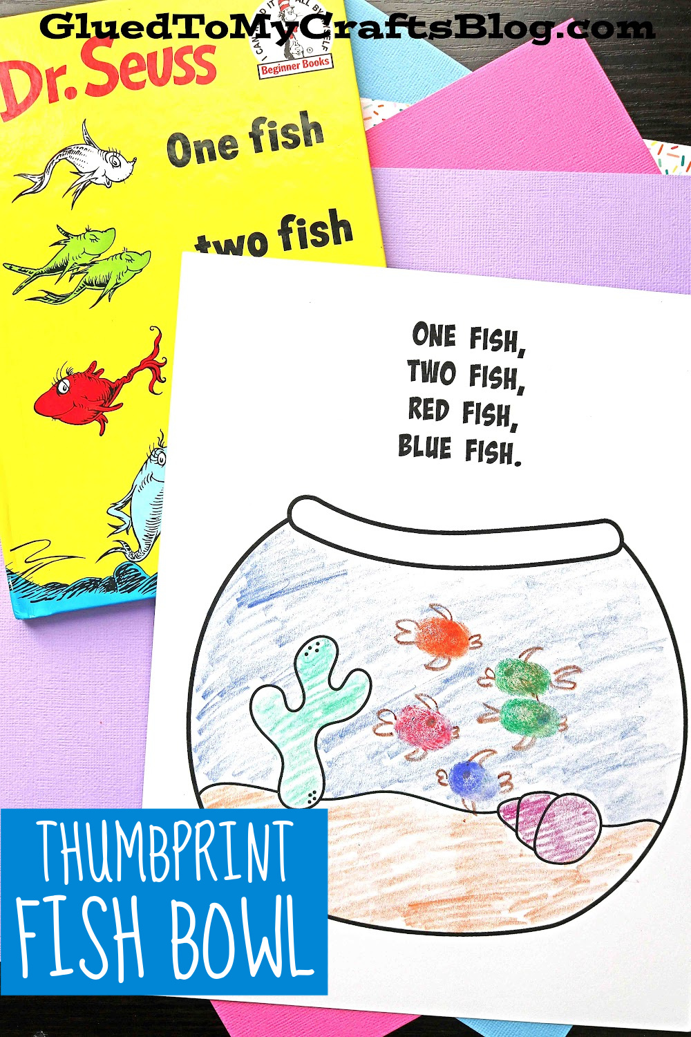 One Fish, Two Fish Thumbprint Craft Idea for Free Printable One Fish Two Fish